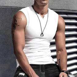 Men's Solid V Neck Tank Top