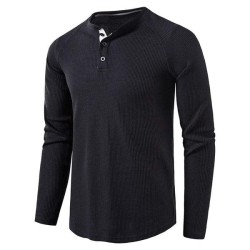 Henley Solid Long Sleeve T-Shirt