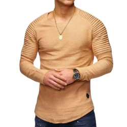 Men's Casual Solid Color Round Neck Long Sleeve T-Shirt