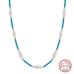 Turquoise and Pearl Beaded Necklace