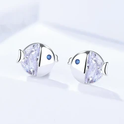 Crystal Fish Stud Earrings