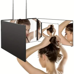 3 Way Mirror for Self Hair Cutting 360 Viewing Angle Self Hair Cutting Mirror, Clear Anti-Fog HD Glass