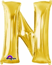 Letter N Gold 81cm Helium Saver