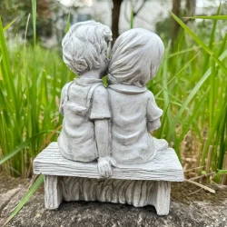 Boy and Girl Couple Garden Statue - Resin Outdoor Ornament for Courtyard and Garden Decor