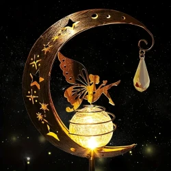 Solar-Powered Iron Moon Fairy Light - Exquisite Yard Decor for Garden Pathways & Gazebos