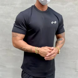 Men's Round Neck Solid Color Sports T-Shirt