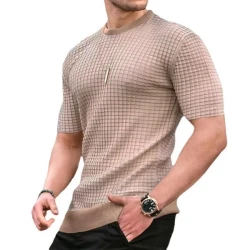 Casual Round Neck Waffle T-Shirt