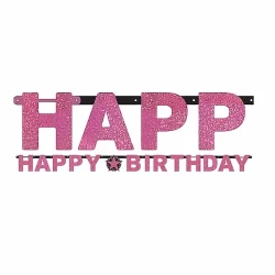 Sparkling Pink Happy Birthday Letter Banner