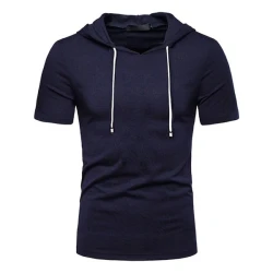 Men's Hooded Solid Short Sleeve T-Shirt