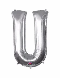 Letter U Silver Megaloon 40cm Foil Balloon