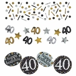 Sparkling Black Happy Birthday Confetti