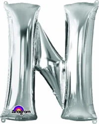 Letter N Silver 81cm Helium Saver