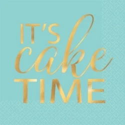 Beverage Napkins - Lets Eat Cake Hot Stamped (Pack of 16)