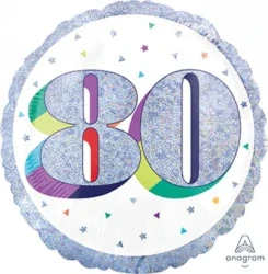 45cm Standard Balloon Holographic Here's to Your Birthday 80