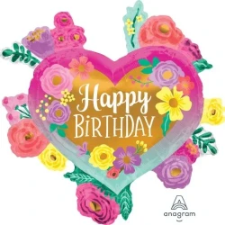 SuperShape Happy Birthday Painted Flowers