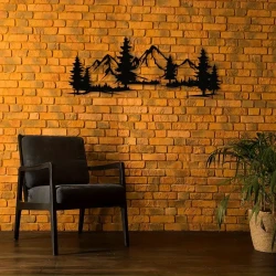 Rustic Metal Forest Mountain Wall Decor - Perfect for Nursery, Living Room, and Christmas Gifts