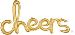 Foil Balloon Phrases - Cheers (Gold)