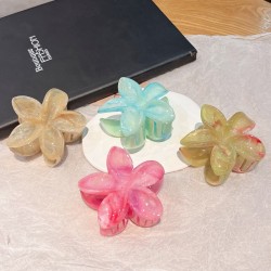 Pastel Flower-Shaped Resin Hair Clips for Women