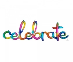 Foil Balloon - celebrate - Rainbow Splash - 149cm x 50cm