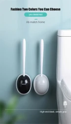 Wall-Mounted Silicone Toilet Brush with Holder