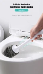 Wall-Mounted Silicone Toilet Brush with Holder