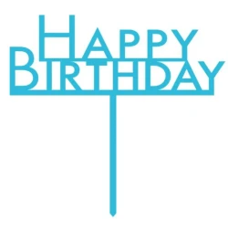 Cake Topper Pick Happy Birthday Caribbean Blue Acrylic