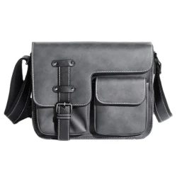 Men's Casual Matte Leather Multi-Pocket Messenger Bag