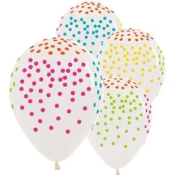 30cm Multi Coloured Confetti Jewel Clear Latex Balloons - Pack of 12