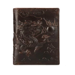 Men's Solid Color Embossed Vintage Wallet