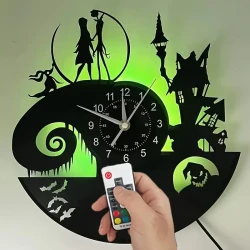 Vinyl Record Wall Clock - 12 Inch Musical Clock with 7 Color Night Lights