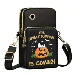 Halloween Pumpkin Pattern Mini Crossbody Wallet