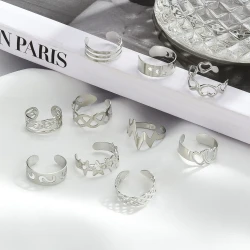 Alloy Star Moon Toe Ring 10-piece Set