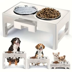 Raised Dog Bowls - Adjustable Elevated Stand with Anti-Slip Design and Stainless Steel Bowls