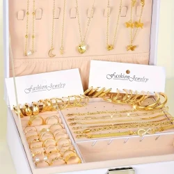 Set Golden Bracelets & Rings & Anklets & Earrings