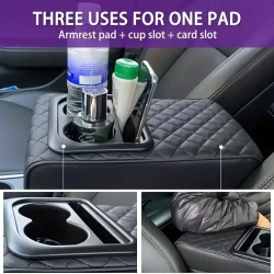 Memory Foam Car Armrest Pillow with Cup & Phone Holder