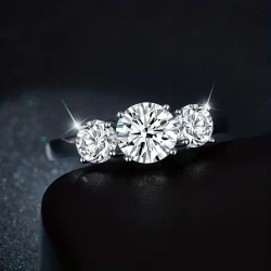 1pc Exquisite 2-4 Carat Real Moissanite Sterling Silver Ring