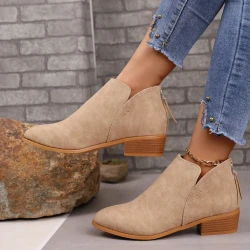 Chunky Heel Pointed Toe Ankle Boots