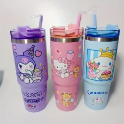 Hello Kitty & Friends 30.43oz Insulated Stainless Steel Water Bottle - Shatterproof with Lid and Straw