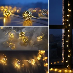 6.5m Moroccan Ball String Lights - Solar-Powered, 30 LEDs