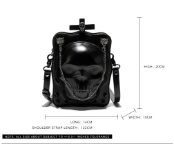 Halloween Skull Shoulder Bag Dark Gothic Crossbody Bags Women Mini Personality Square Messenger Bag