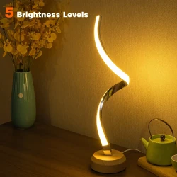 LED Spiral Table Lamp Modern Curved Desk Bedside Lamp Dimmable Warm White Night Light For Living Room And Bedroom