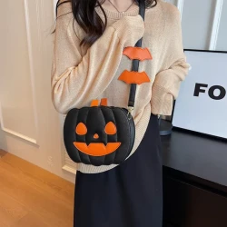 2023 Halloween Bags Funny Pumpkin Cartoon Shoulder Crossbody Bag With Bat Personalized Creative Female Bag