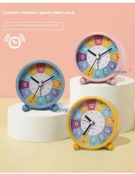 Metal Cartoon Children's Early Education Alarm Clock Mute Luminous Desk Clock Pointer Quartz Clock