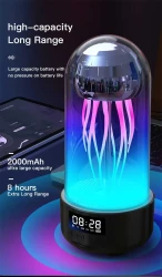 Creative 3in1 Colorful Jellyfish Lamp With Clock Luminous Portable Stereo Breathing Light Smart Decoration Bluetooth-compatible Speaker