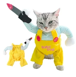 Cat Pet Costume Clothing Creative Yellow Knife Assassin Cat Clothing