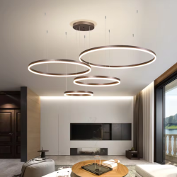 2024 Modern Led Chandelier Home Lighting Brushed Rings Ceiling Mounted Chandelier Lighting Hanging Lamp Gold&Coffee color