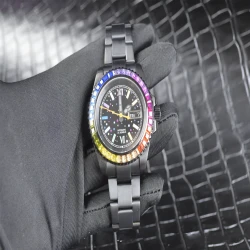 Stainless Steel Black Colored Diamond Fully Automatic Mechanical Watch