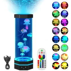 Jellyfish Lava Lamp 17 Colors Changing 15inch Jellyfish Lamp With Remote Control USB Plug-in Bubble Fish Lamp Kids Night Light Creative Projector Lamp Home Decor