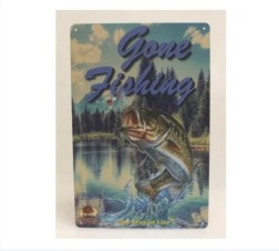 Retro Wall Sign Gone Fishing