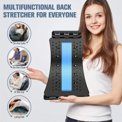 Back Stretcher for Lower Back Pain Relief - 3 Level Adjustable Lumbar Back Cracker Board and Massager